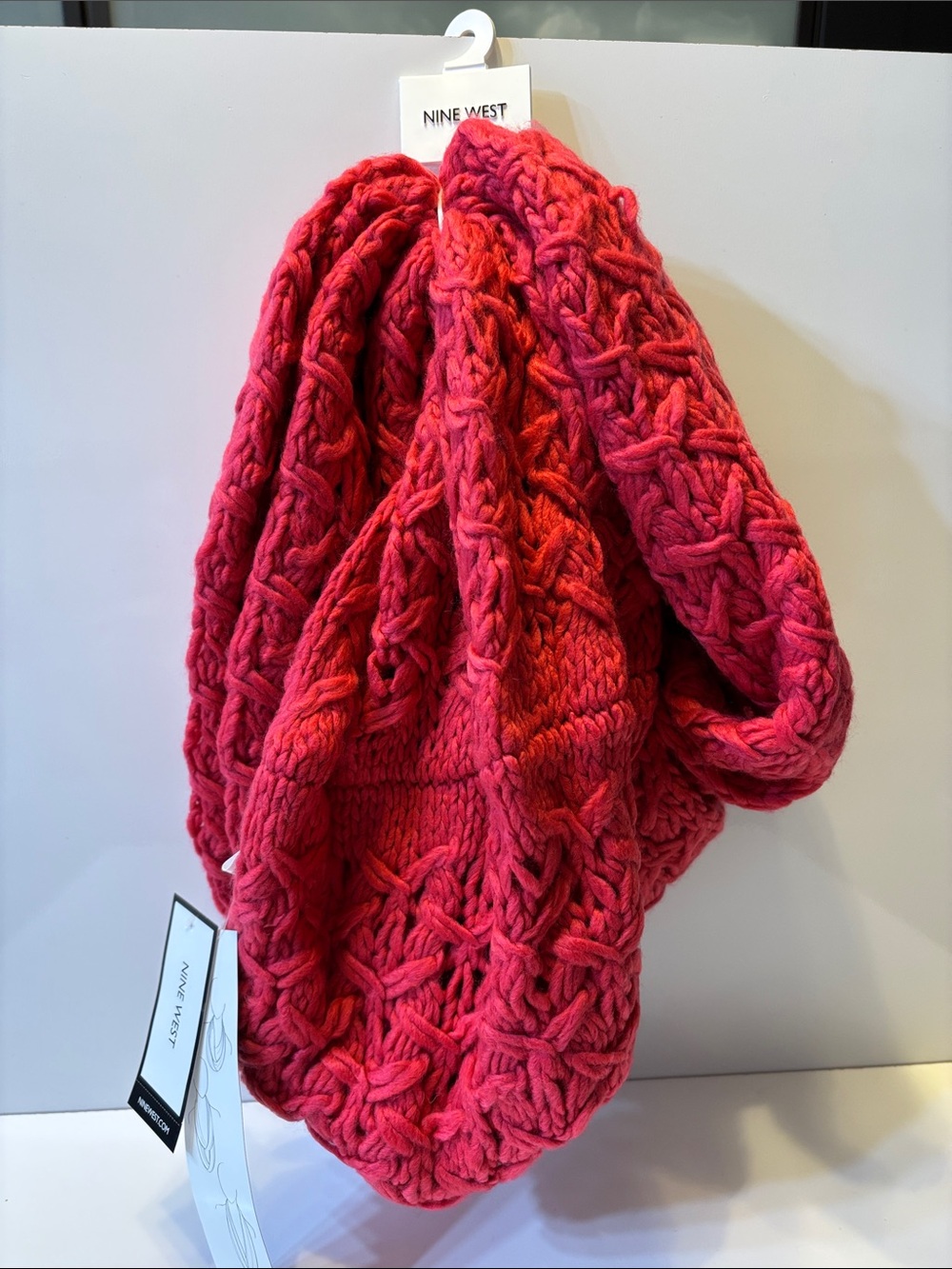 Nine West Fuchsia Pink Cable Knit Infinity Scarf